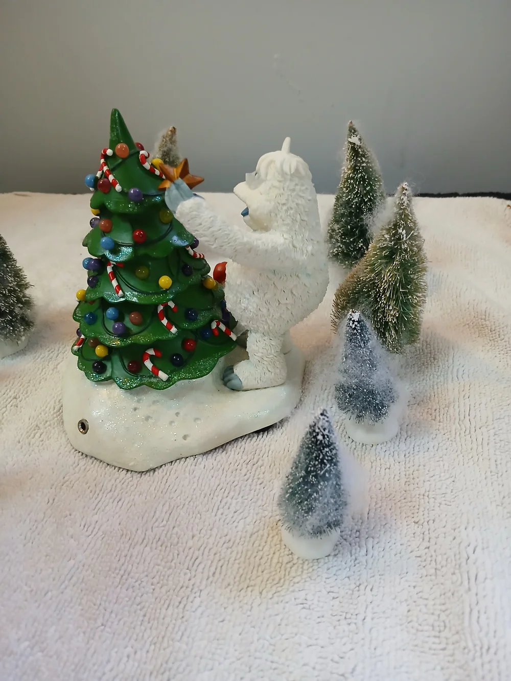 Holiday Tree and Yeti Figurine Tabletop Decoration - Green